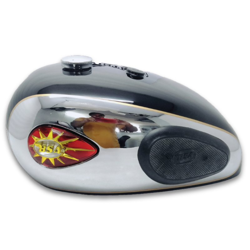 Gas Tank For BSA 1960's Super Rocket A7 A10 Black and Chrome