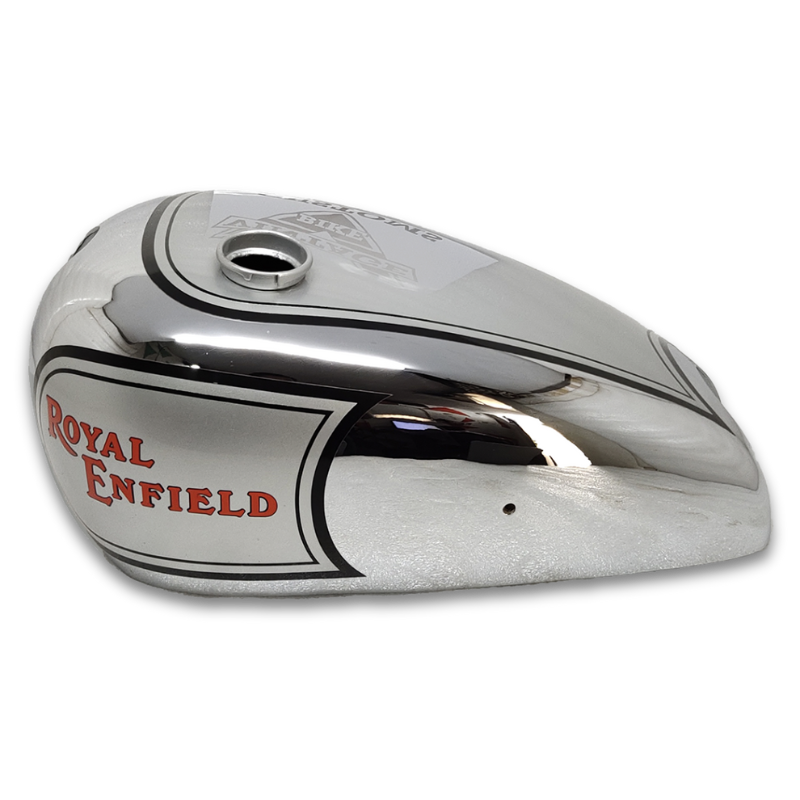 Gas Tank For Royal Enfield J,G Models 1940's Silver and Chrome