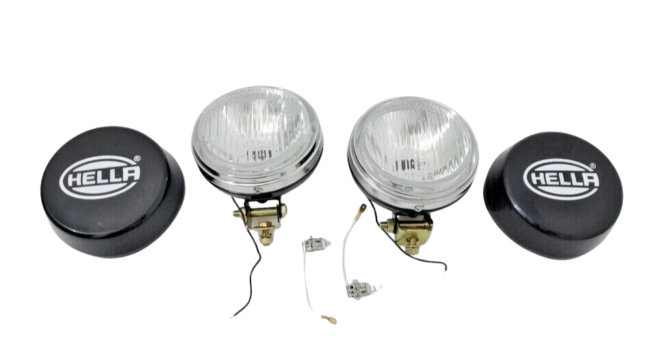 Pair Hella Clear Fog Lamp With Cover With Bulb H3 Halogen Bulb Universal Fit