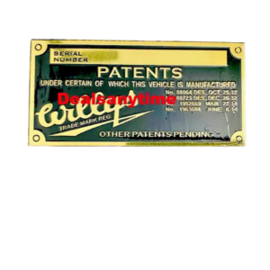 Fits Jeeps Willys Data Patents Plate