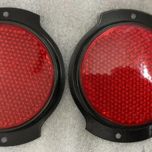 FITS WILLYS JEEP M38 M151A1 M35 M37 JEEP TRUCK RED REFLECTOR PAIR BLACK BEZEL