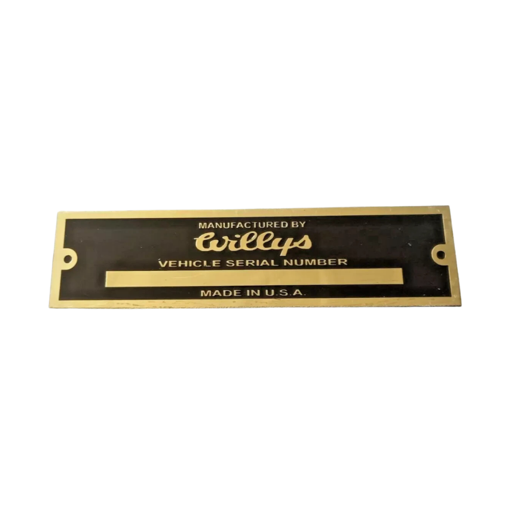Fits Jeeps Willys Vehicle Serial Number Plate Brass Made