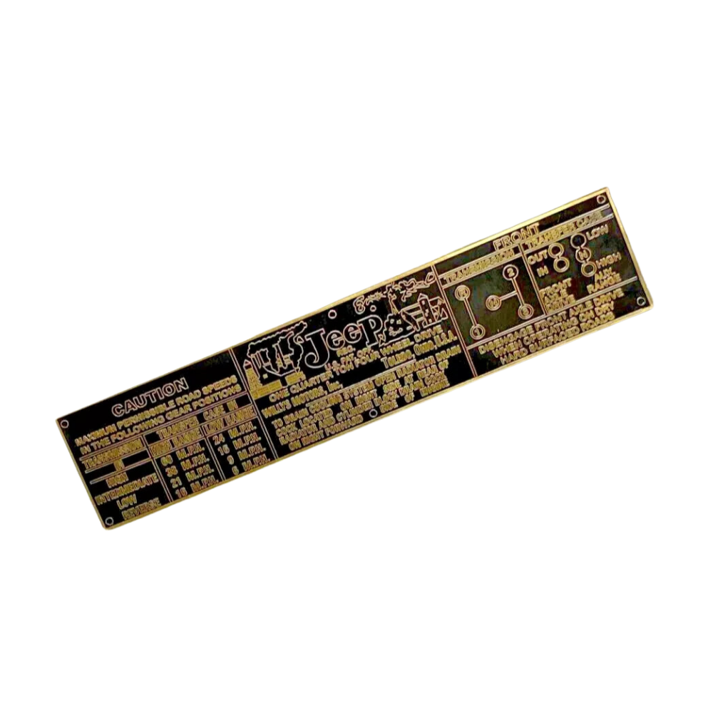 FITS WILLYS JEEP CJ2A CJ3A CJ3B BRASS - JEEP TRANSMISSION DATA PLATE