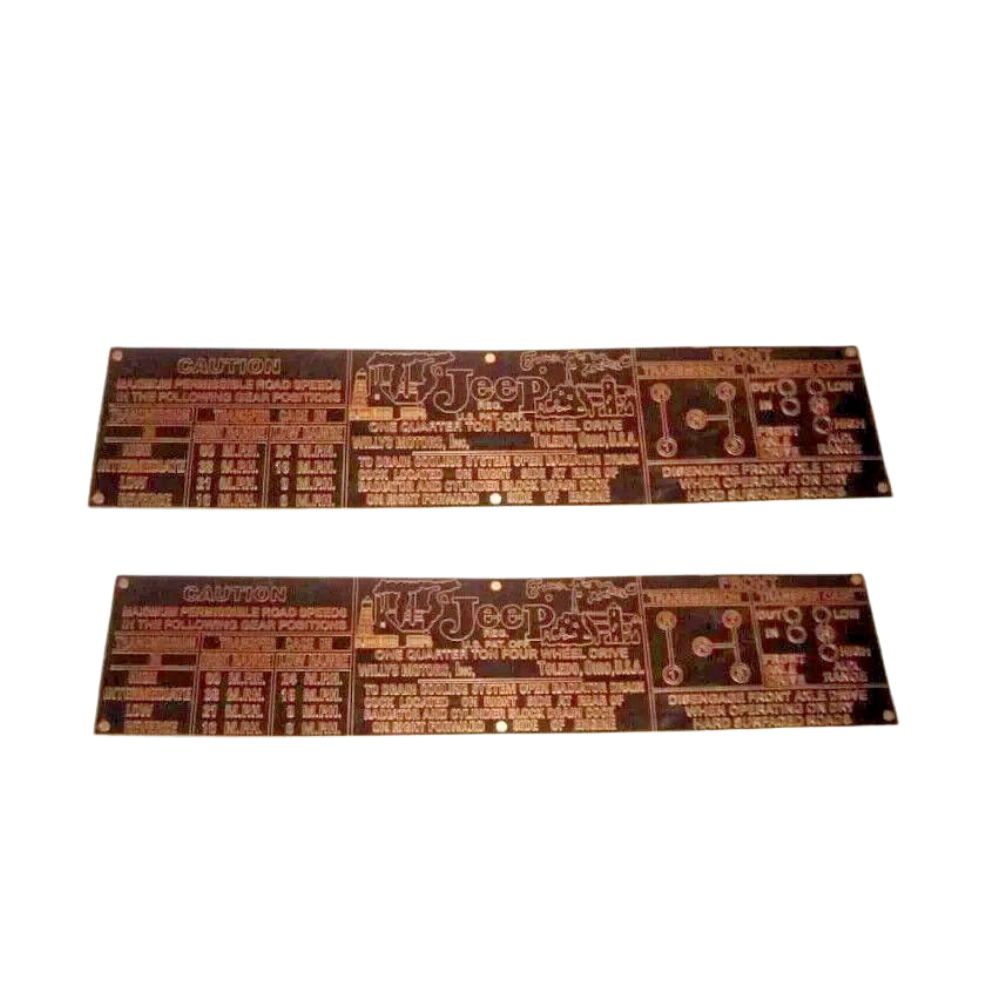 Fits JEEP WILLYS CJ2A CJ3A CJ3B DASH DATA PLATE BRASS