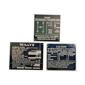 FITS Jeeps Willys Ford CJ2A CJ3A CJ3 Aluminum Black Dash Data Plate Set Of 3