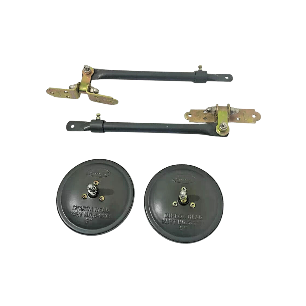 FITS Vintage Jeep Willys Pair Of Adjustable Arm Mirror Bracket Kit 5" Mirror