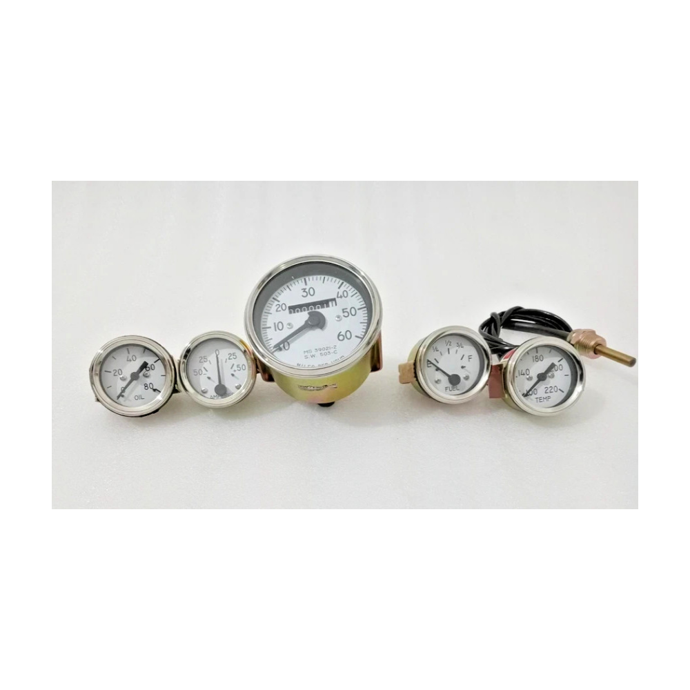 Fits Jeep Willys MB White Face Speedometer Speedo Temperature Oil Fuel Gauge