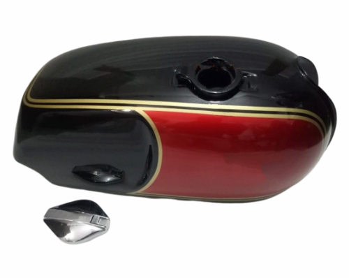 Gas Tank For Norton Commando Roadster In Black & Red Paint With Cap