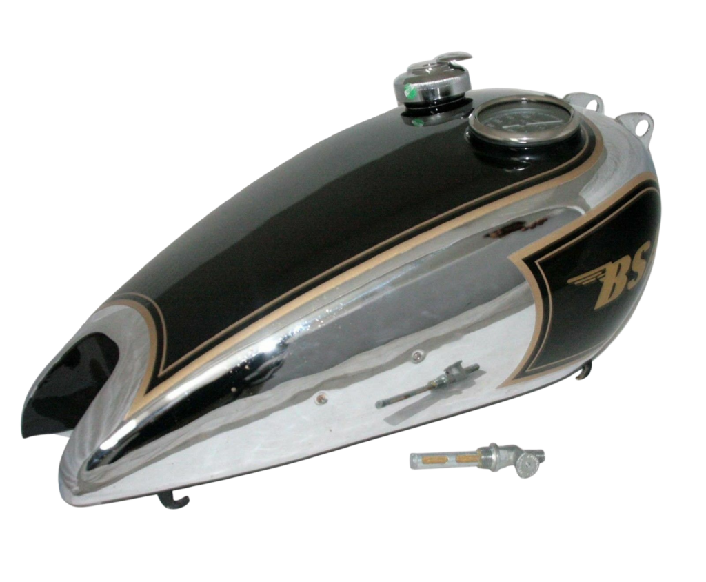 Gas Tank For Bsa C10 C11 Black Paint Chromed + Replica Meter