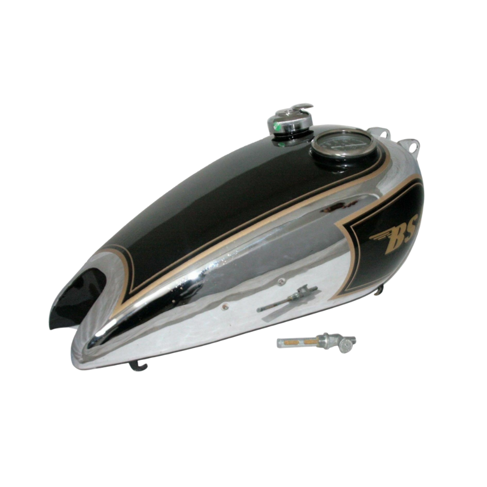 Gas Tank For Bsa C10 C11 Black Paint Chromed + Replica Meter