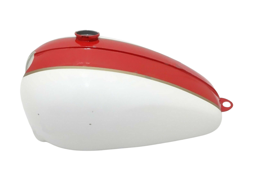 Gas Tank For Triumph T120 In Red & White Paint