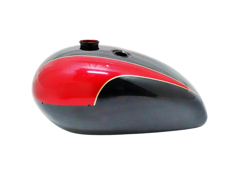 Gas Tank For Triumph T140 In Black & Red Paint With Chromed Cap (Fuel Tank)