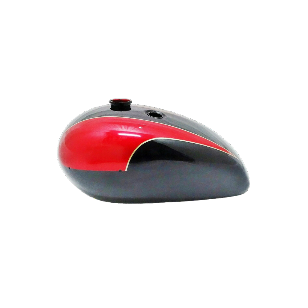 Gas Tank For Triumph T140 In Black & Red Paint With Chromed Cap (Fuel Tank)