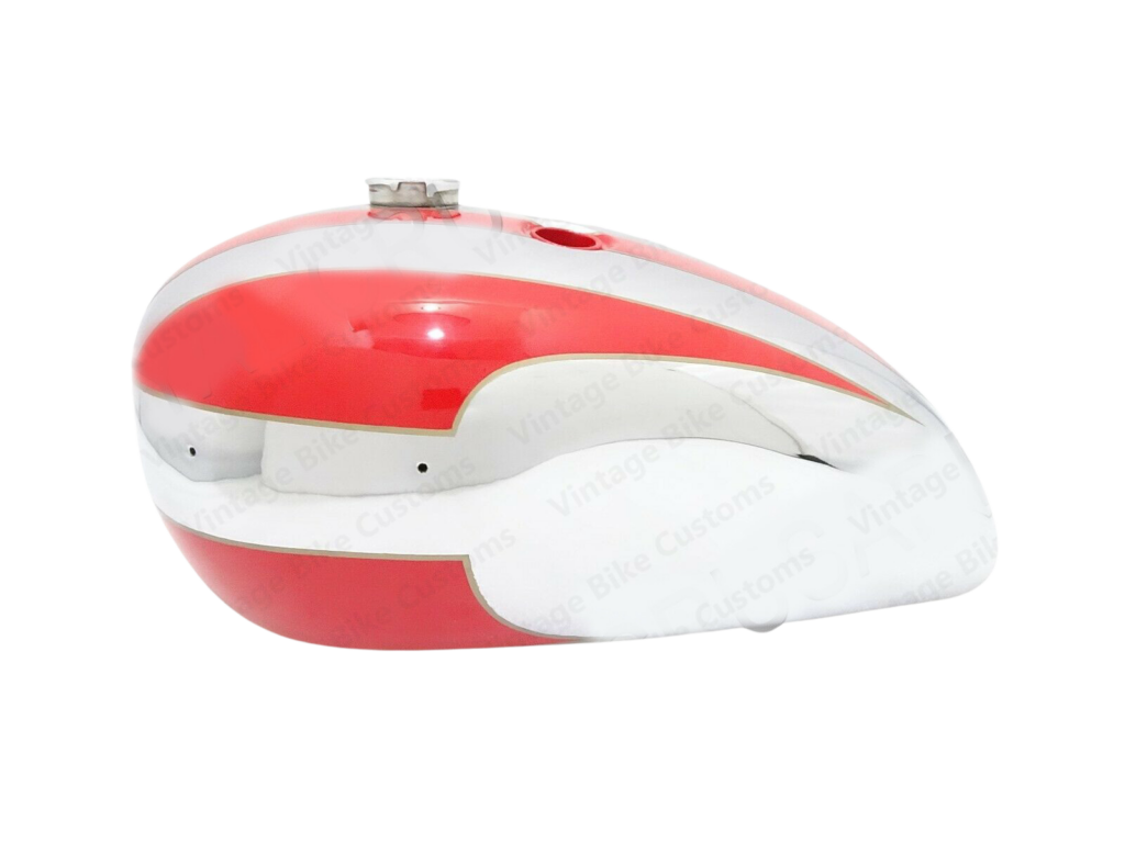 Gas Tank For Triumph 140 In Red Paint And Chrome U.S. Version