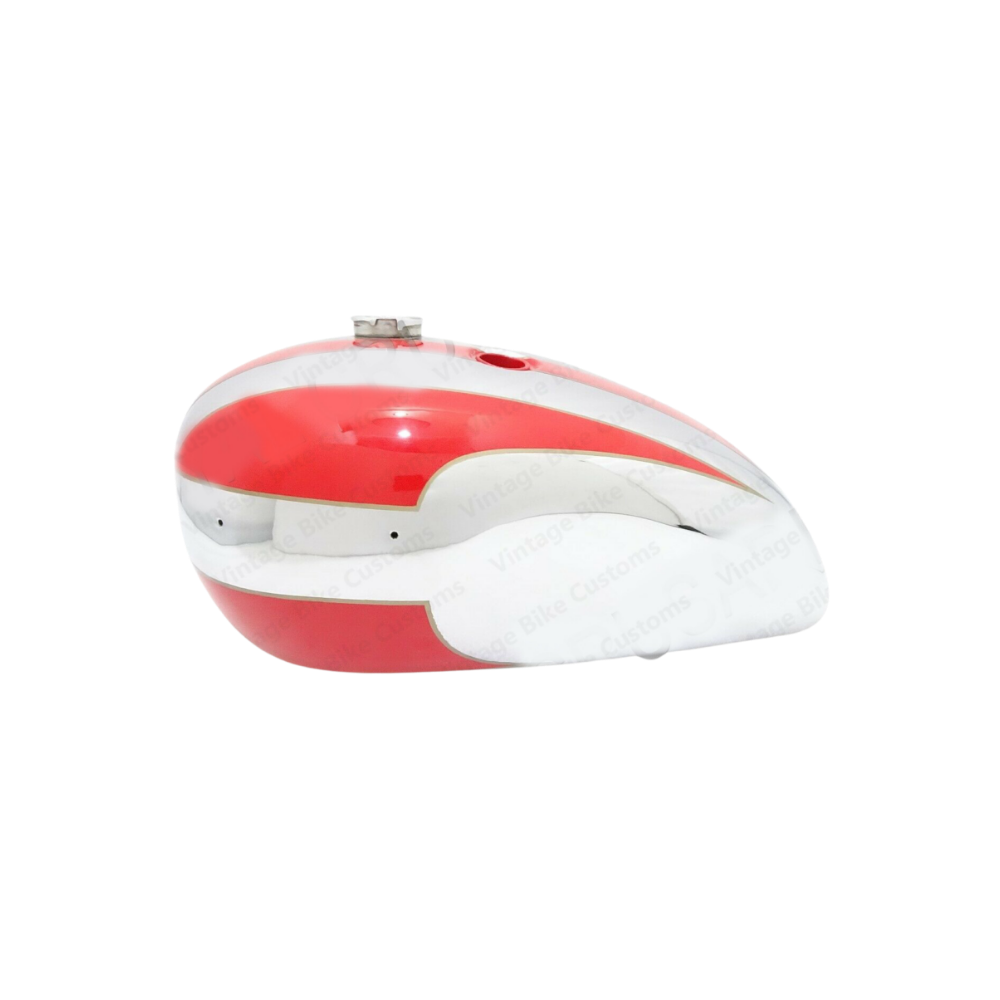 Gas Tank For Triumph 140 In Red Paint And Chrome U.S. Version