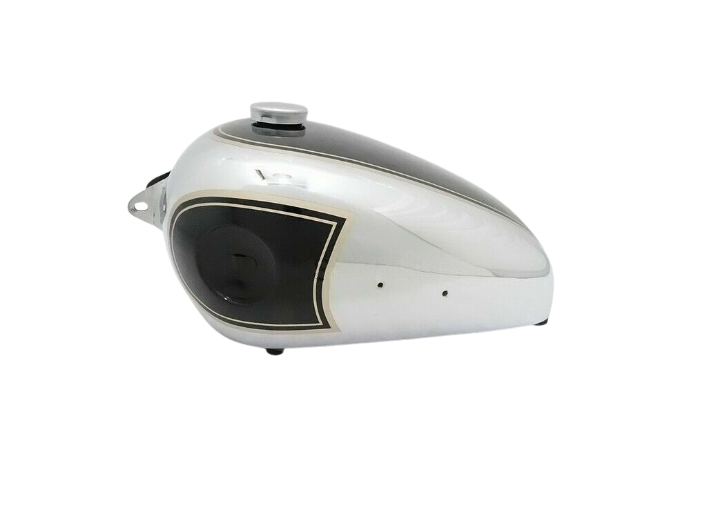 Gas Tank For Bsa B31 B33 Plunger Model In Black Paint Chromed With Cap