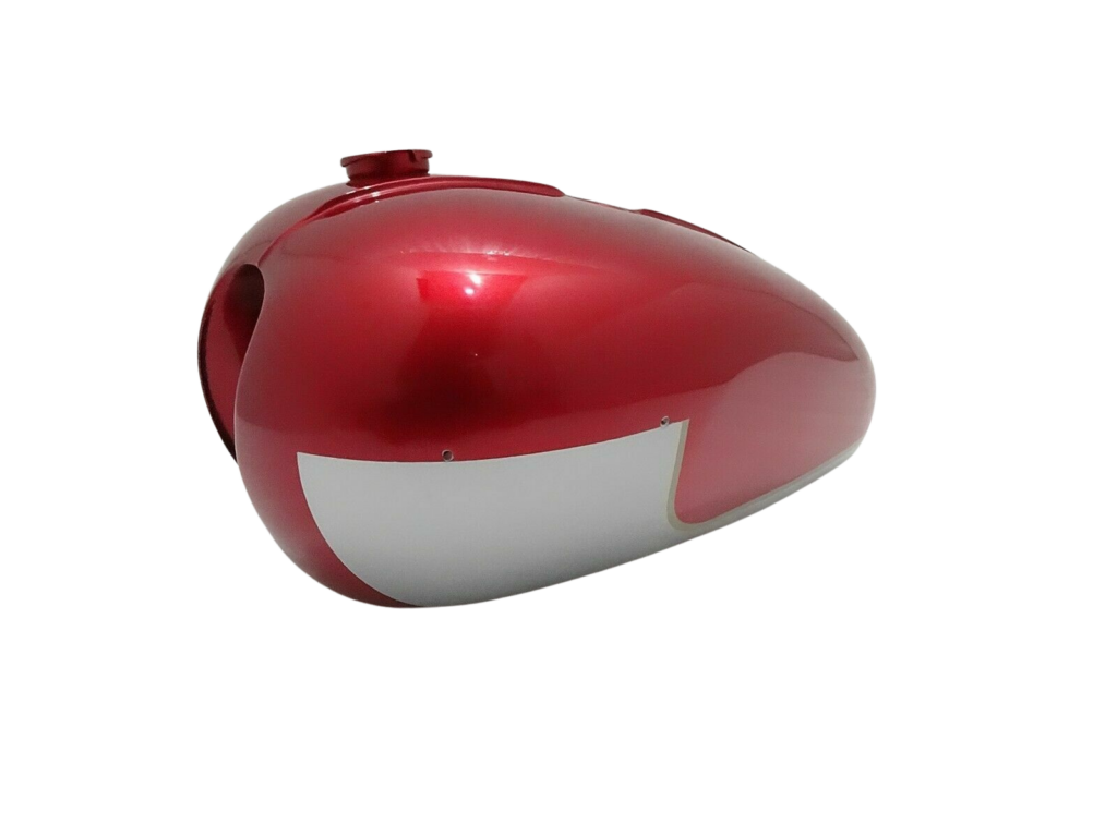 Gas Tank For Triumph T120 Oif 1971 & Onward In Cherry & Silver (Fuel Tank)