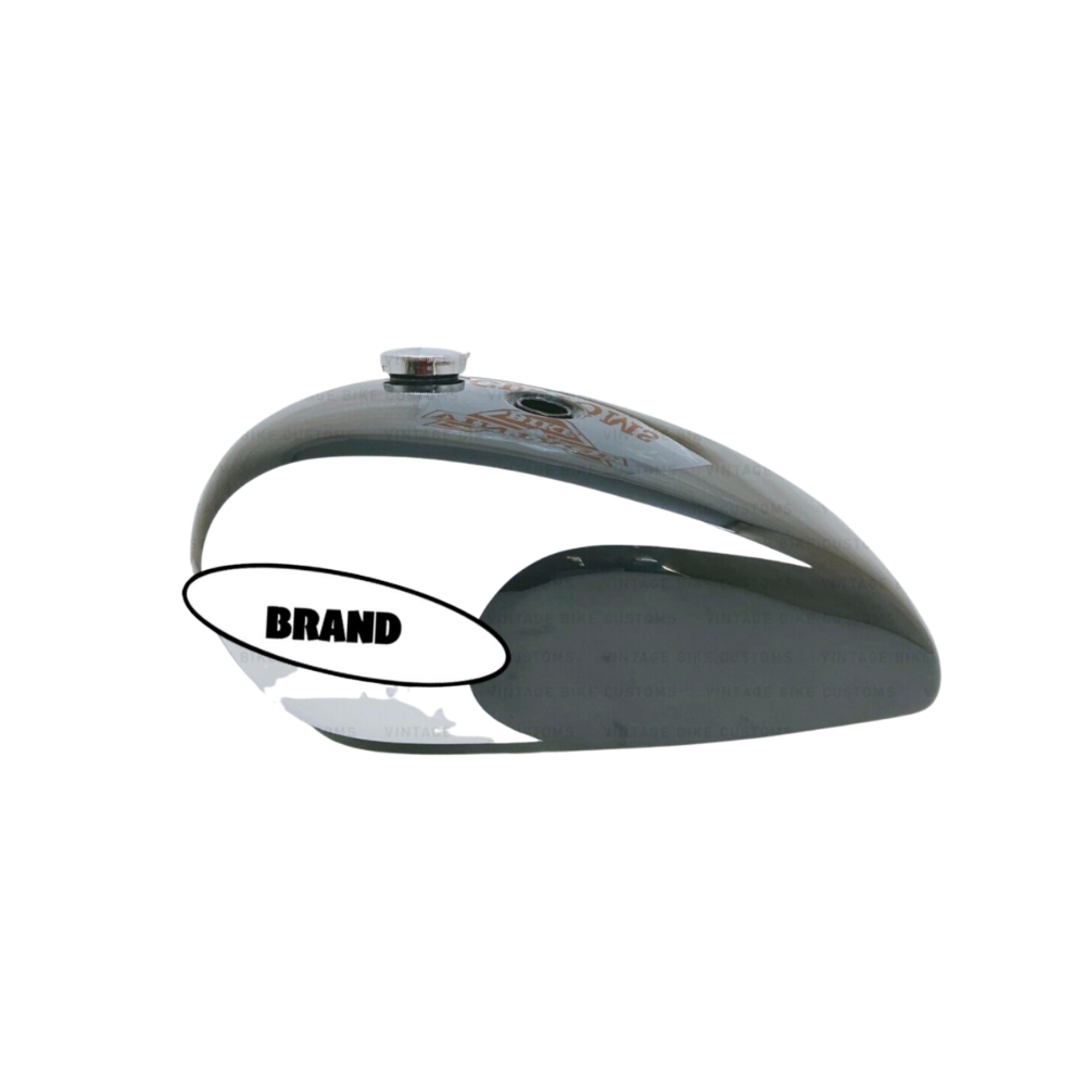 Gas Tank For Triumph T140 Black & White Paint + Cap