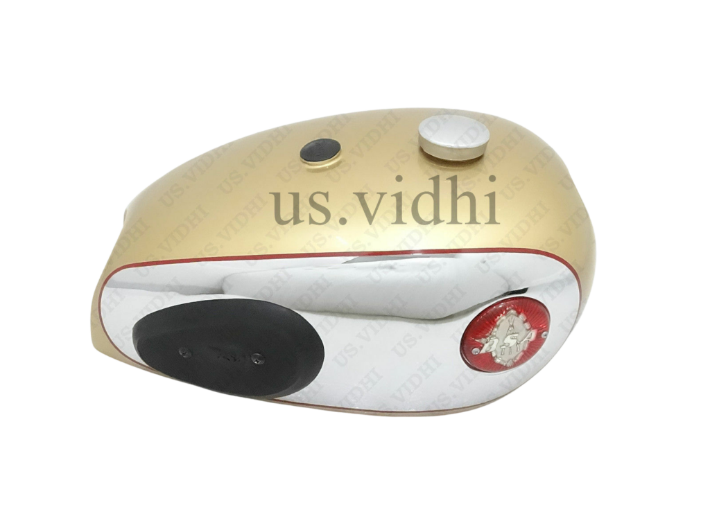 Gas Tank For Bsa A7 A10 Golden Paint Chrome + Cap, Badge & Pad