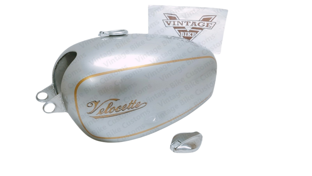 Gas Tank For Velocette Thruxton Silver Paint Golden Lining