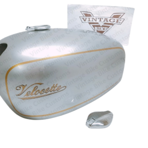 Gas Tank For Velocette Thruxton Silver Paint Golden Lining
