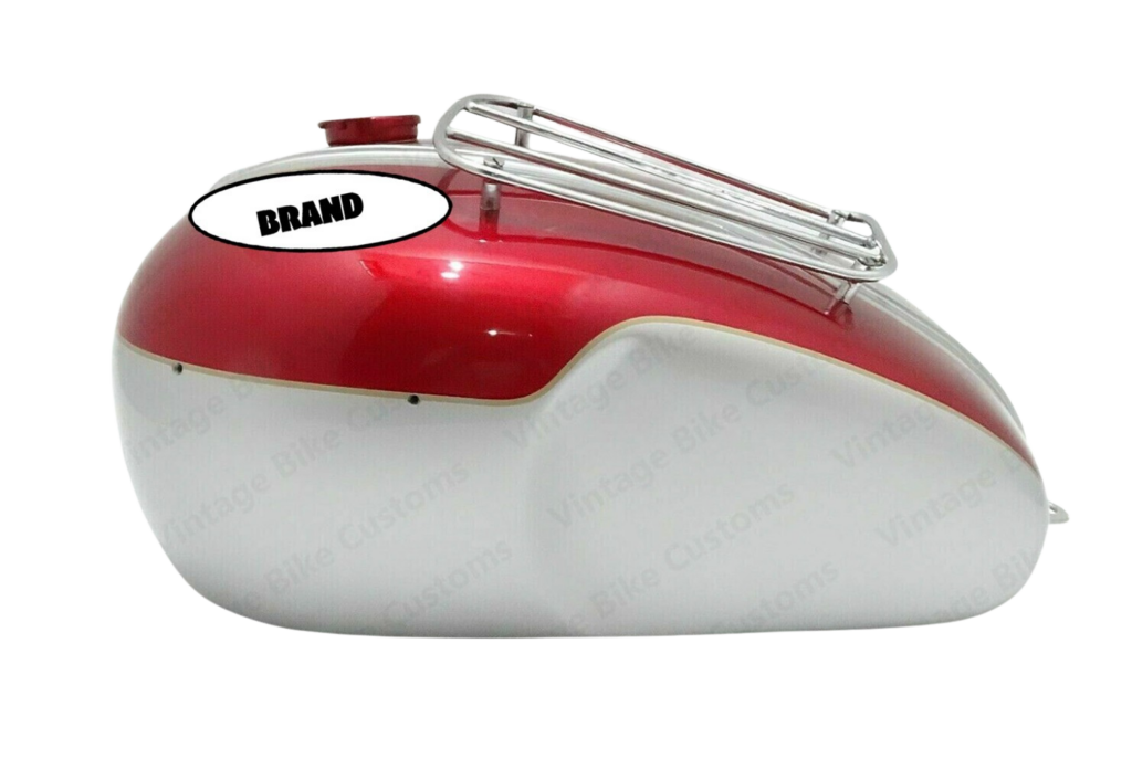 Gas Tank For Triumph T90 5T Speed Twin In Silver & Red With Cap And Parcal Rack