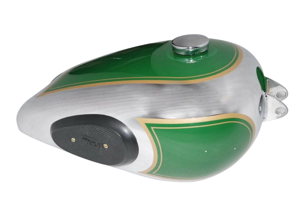 Gas Tank For Bsa B31 In Green Paint Chromed With Fuel Cap, Tap & Knee Pad