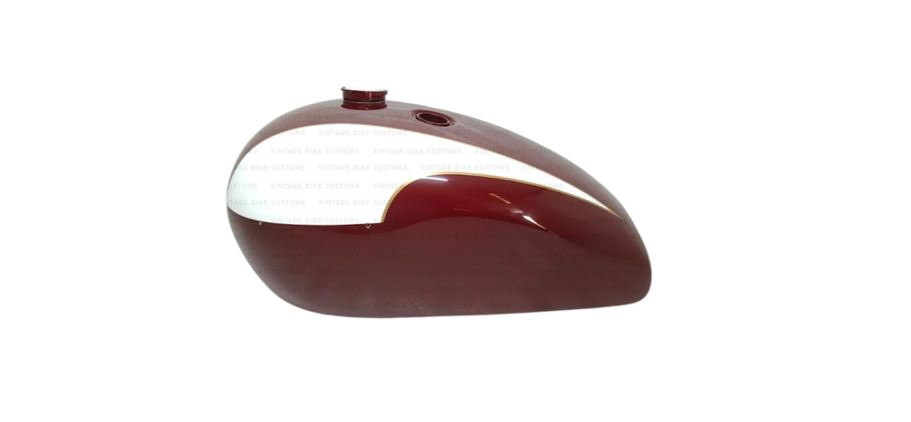 Gas Tank For Triumph T140 In Maroon & White Paint
