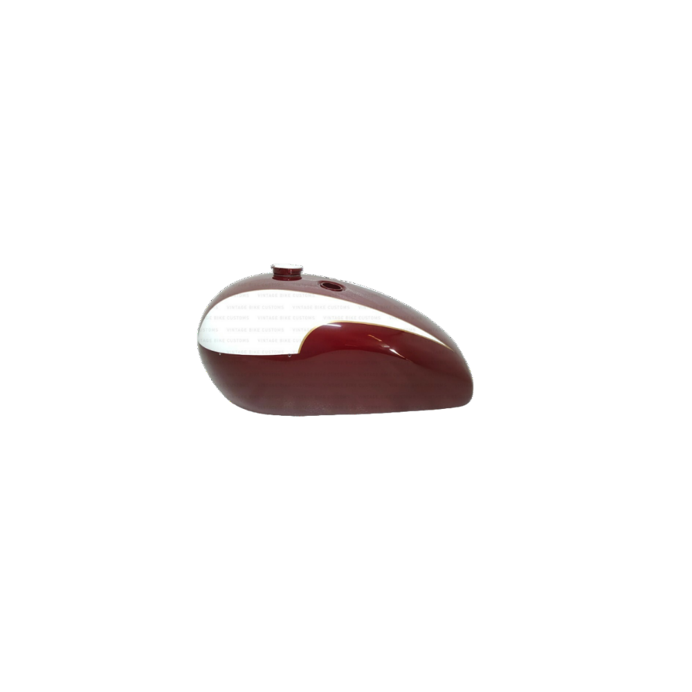 Gas Tank For Triumph T140 In Maroon & White Paint