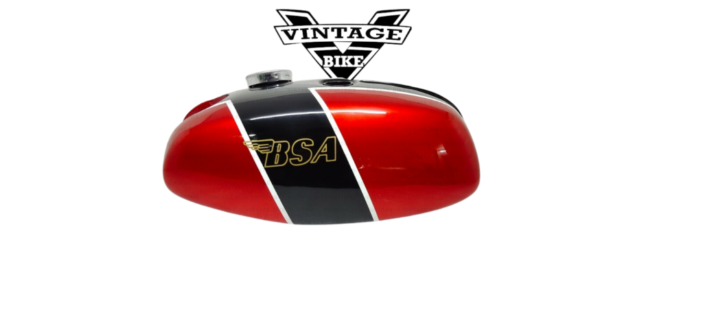 Gas Tank For Bsa B25 B50 Tr25 1971-73 D355 In Red And Black Paint With Cap
