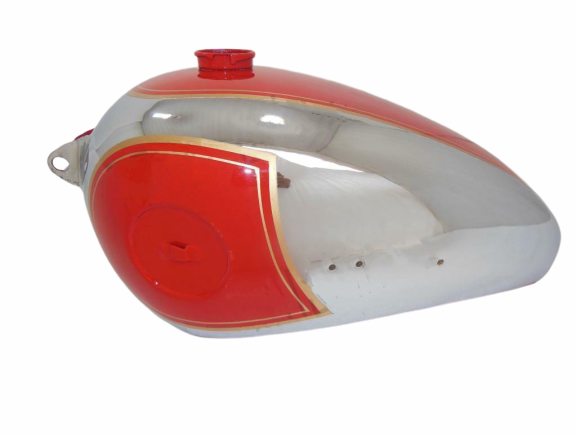 GAS Tank For Bsa B31 B33 Plunger Model In Red Paint Chrome (Fuel Tank)