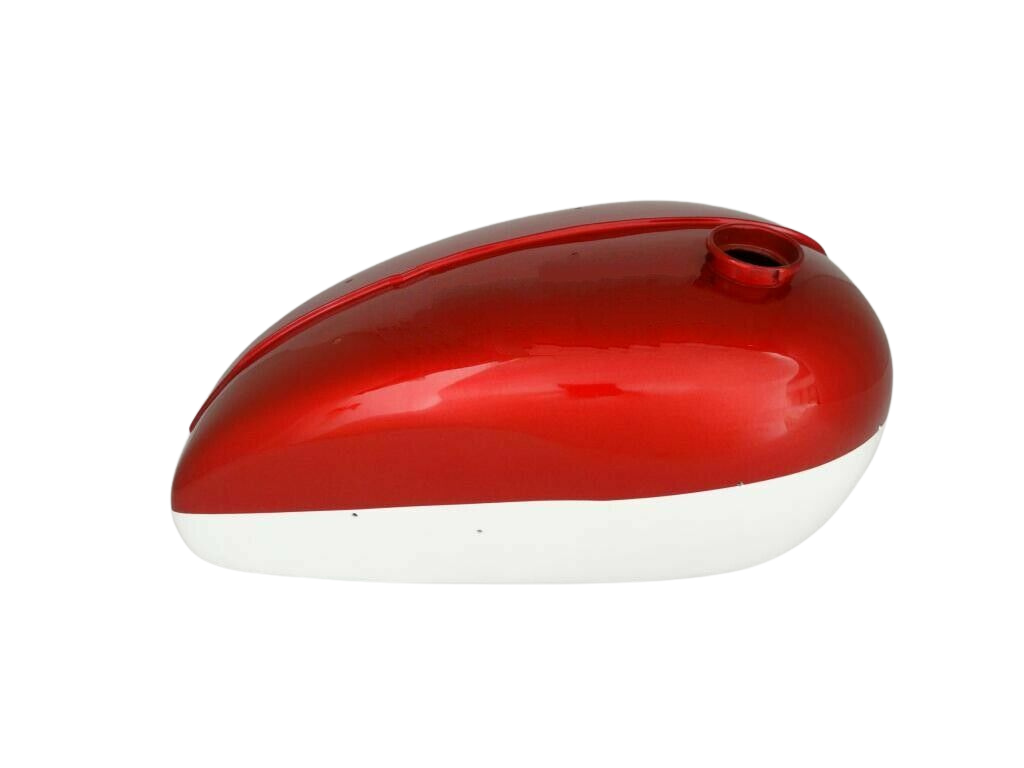 Gas Tank For Triumph T120 Tr6 1960 Duplex Frame in Cherry & White Paint