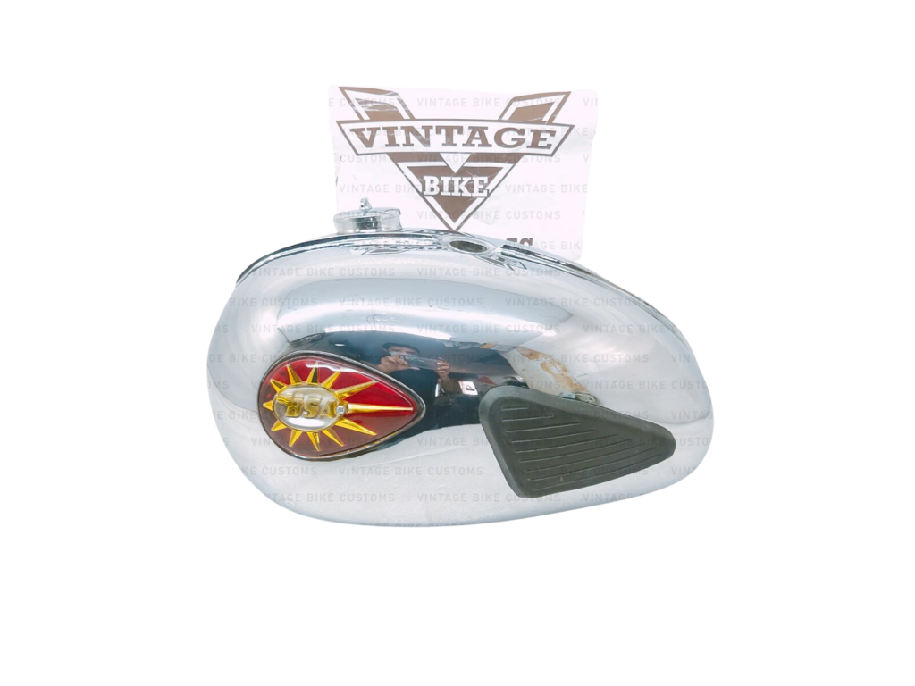 Gas Tank For Bsa A65 Thunder Bolt Dual Carb In Chrome With Cap, Badges,Knee Pads