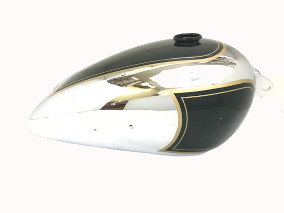 Gas Tank For Bsa B31 In Chromed & Black Paint (Fuel Tank)